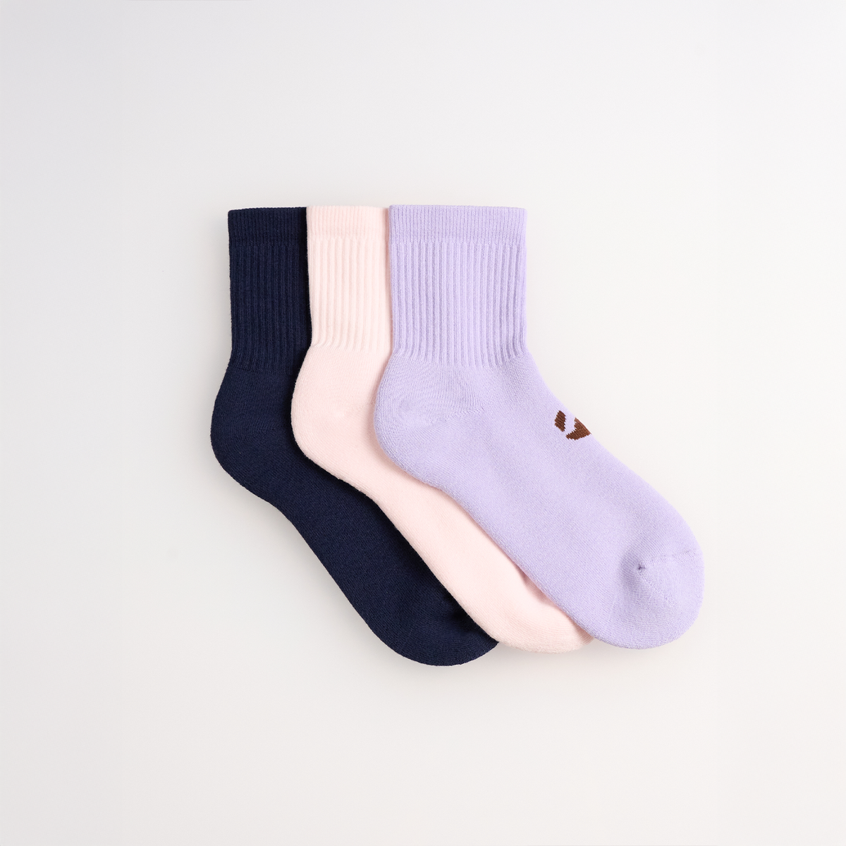 3-Pack Unicolor Havlu Çorap - Lacivert/Pembe/Lila