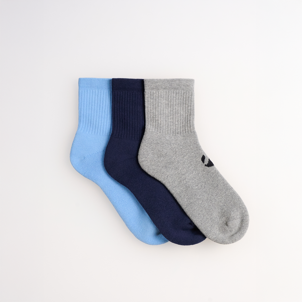3-Pack Unicolor Havlu Çorap - Mavi/Lacivert/Gri