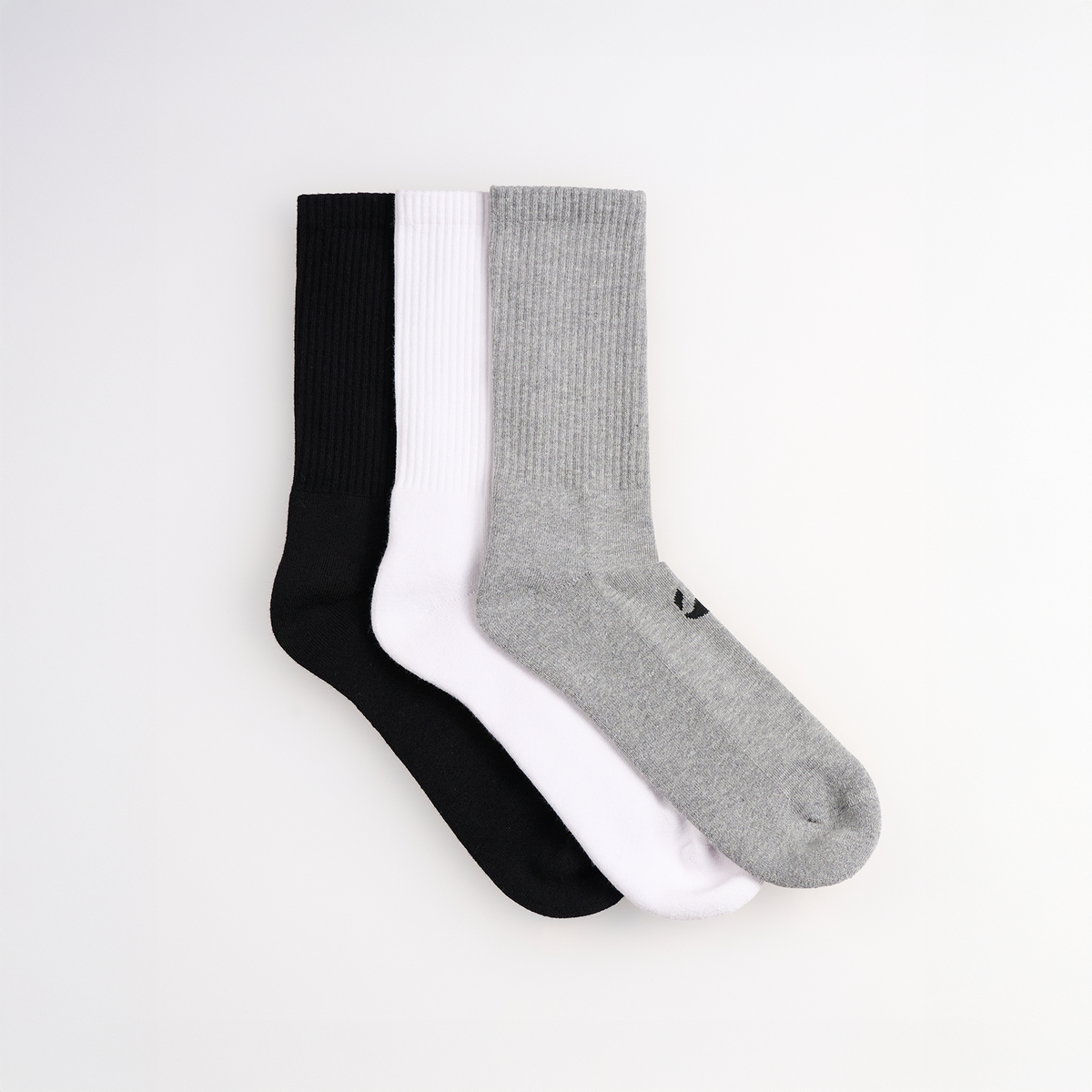 3-Pack Unicolor Regular Havlu Çorap - Siyah/Beyaz/Gri