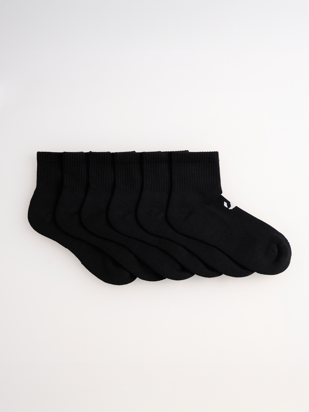 6-Pack Unicolor Quarter Havlu Çorap - 6 Siyah