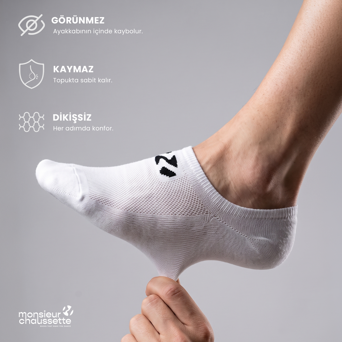 3-PACK NO SHOW WHITE SOCKS