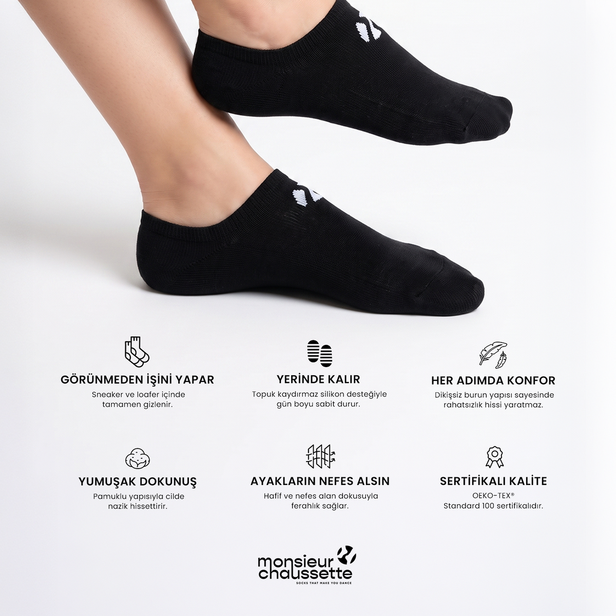 3-PACK NO SHOW BLACK SOCKS